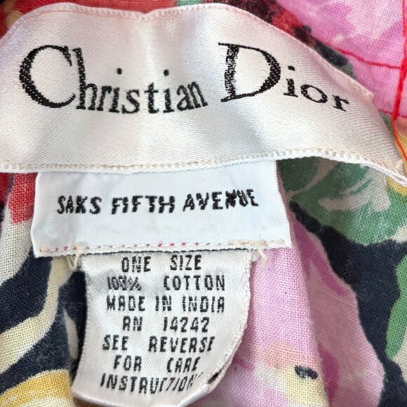 Vintage Christian Dior caftan one size floral bold cotton v-neck pullover - Picture 7 of 15